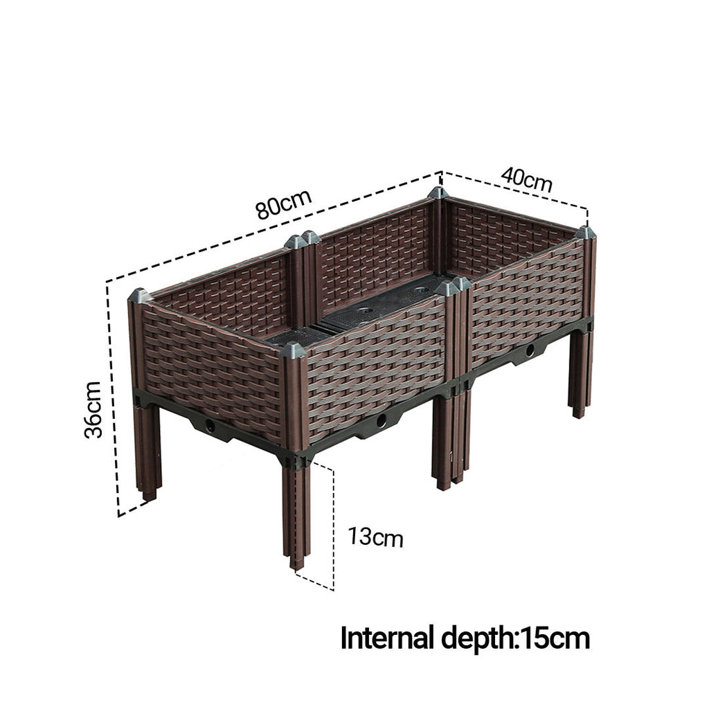 NNEAGS 2X 80cm Raised Planter Box Vegetable Herb Flower Outdoor Plastic Plants Garden Bed with Legs