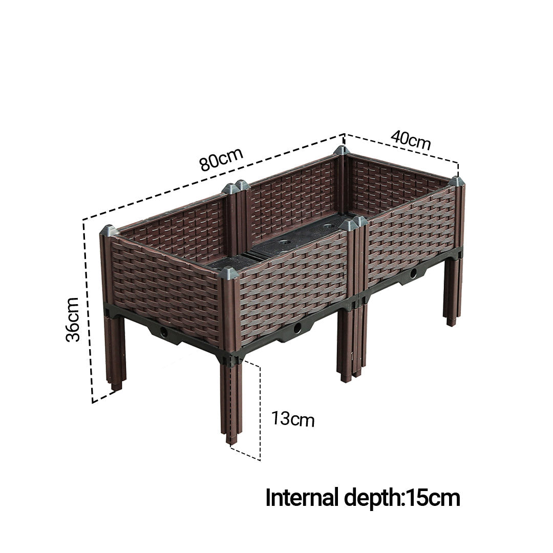 NNEAGS 2X 80cm Raised Planter Box Vegetable Herb Flower Outdoor Plastic Plants Garden Bed with Legs