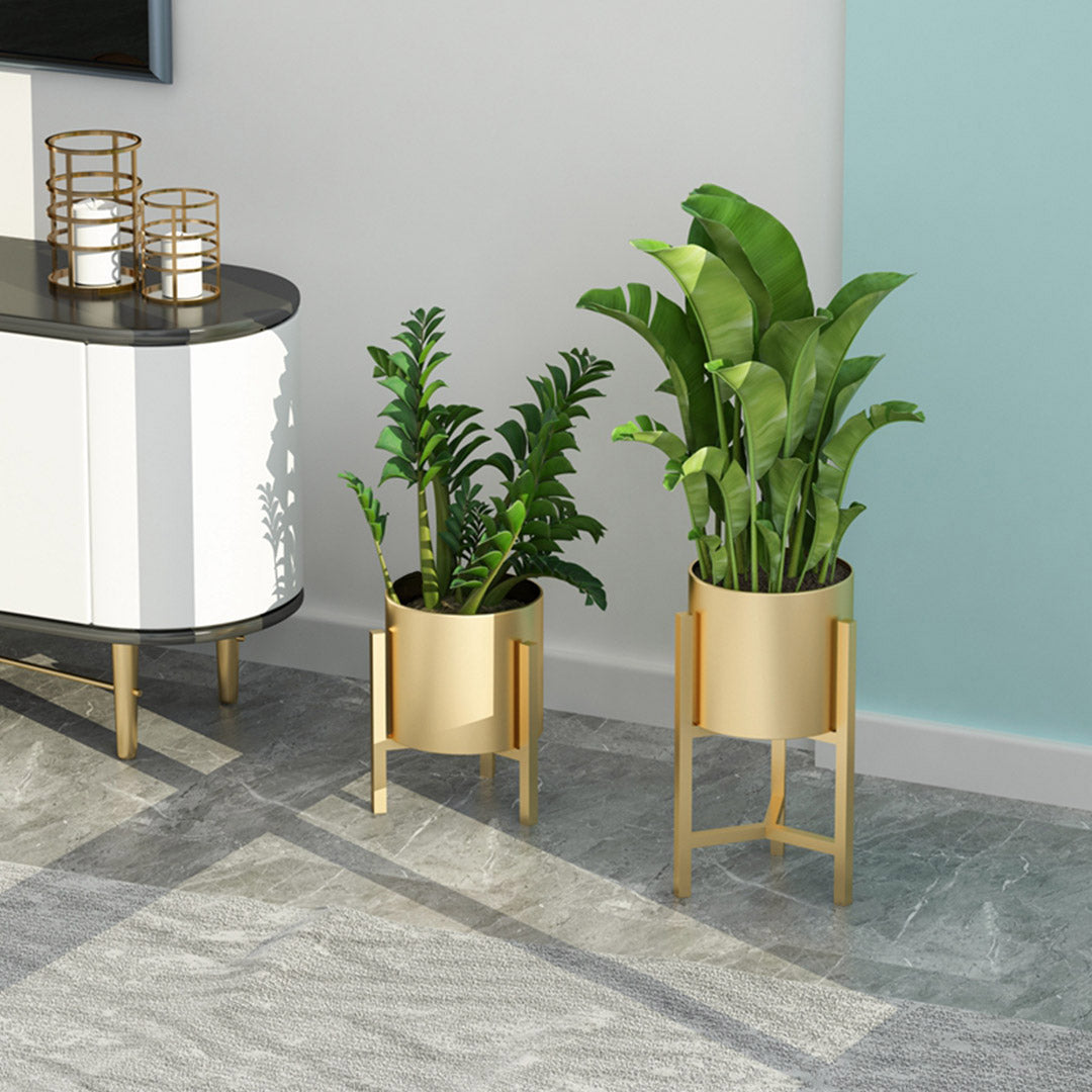 NNEAGS 45CM Gold Metal Plant Stand with Flower Pot Holder Corner Shelving Rack Indoor Display