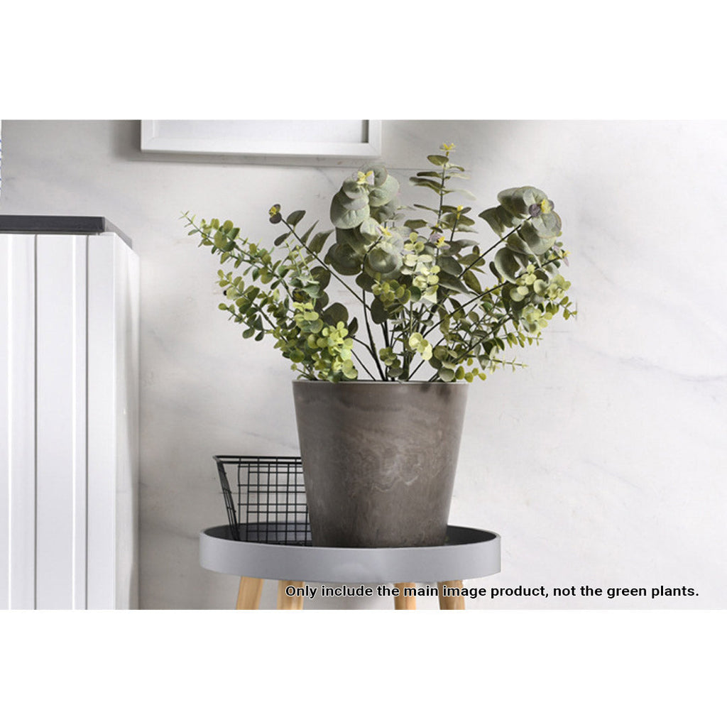 NNEAGS 2X 27cm Rock Grey Round Resin Plant Flower Pot in Cement Pattern Planter Cachepot for Indoor Home Office