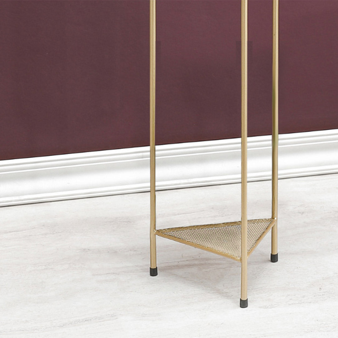 NNEAGS 4X 2 Layer 81cm Gold Metal Plant Stand with Blue Flower Pot Holder Corner Shelving Rack Indoor Display