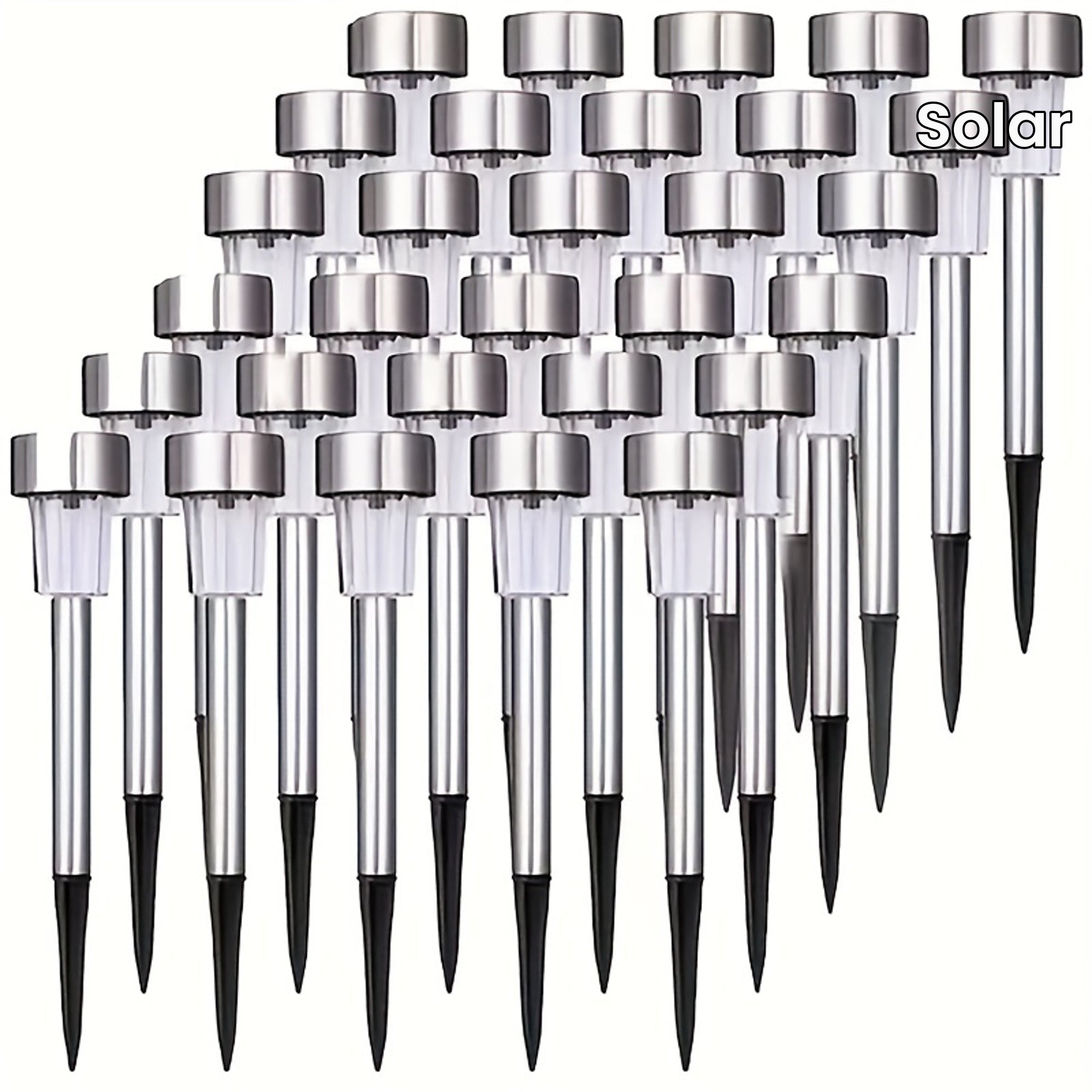 NNETM Solar LED Path Lights Outdoor Stainless Steel (10-Pack)