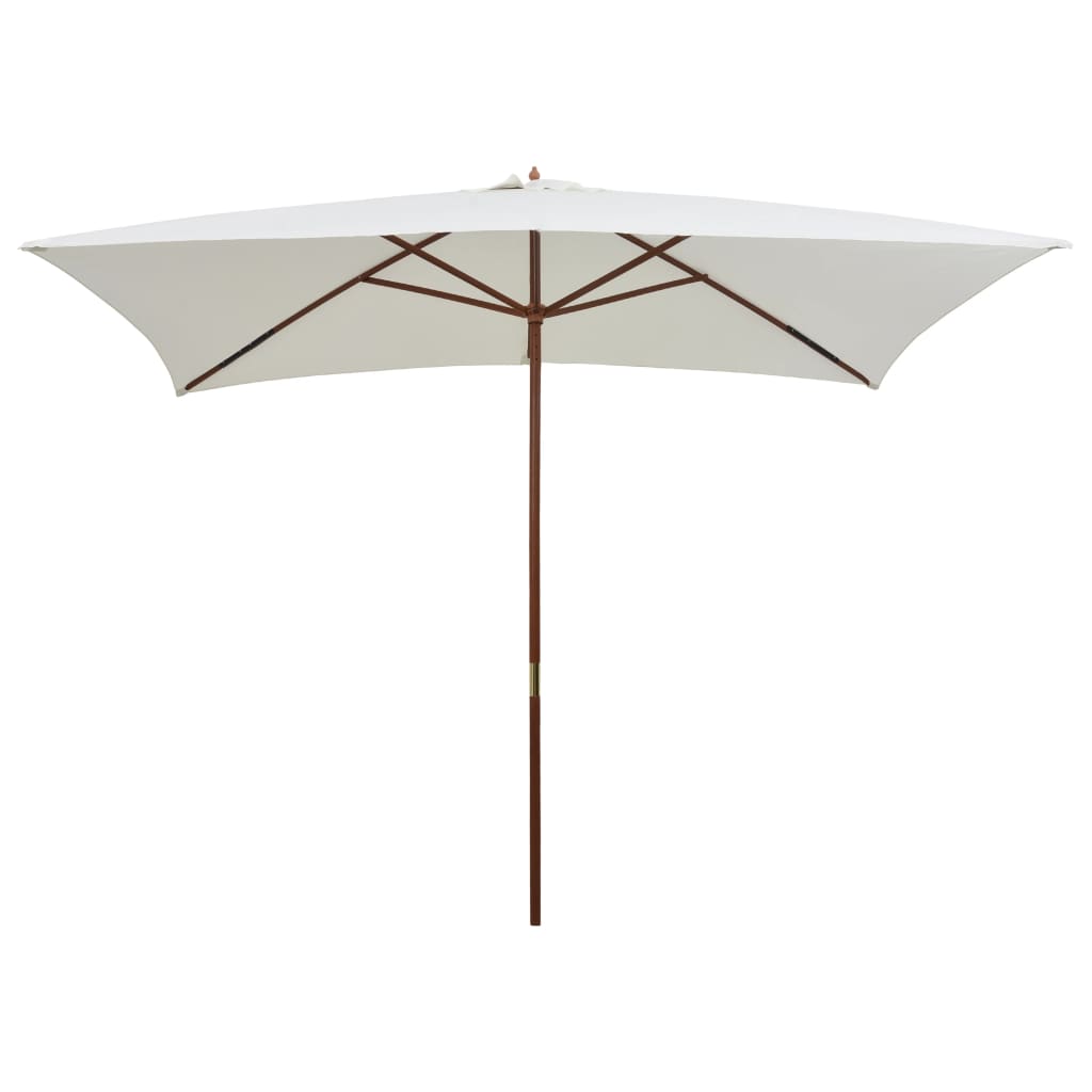 NNEVL Parasol 200x300 cm Wooden Pole Cream White