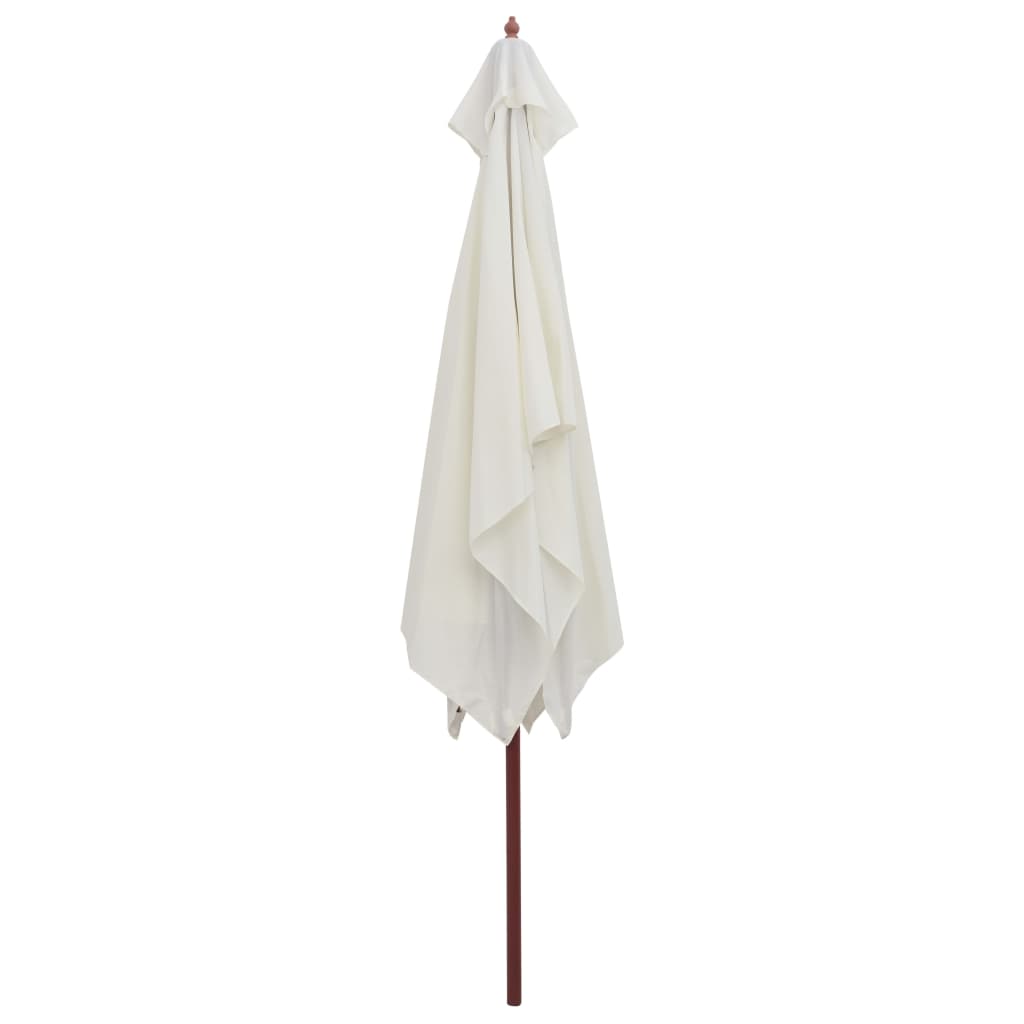NNEVL Parasol 200x300 cm Wooden Pole Cream White