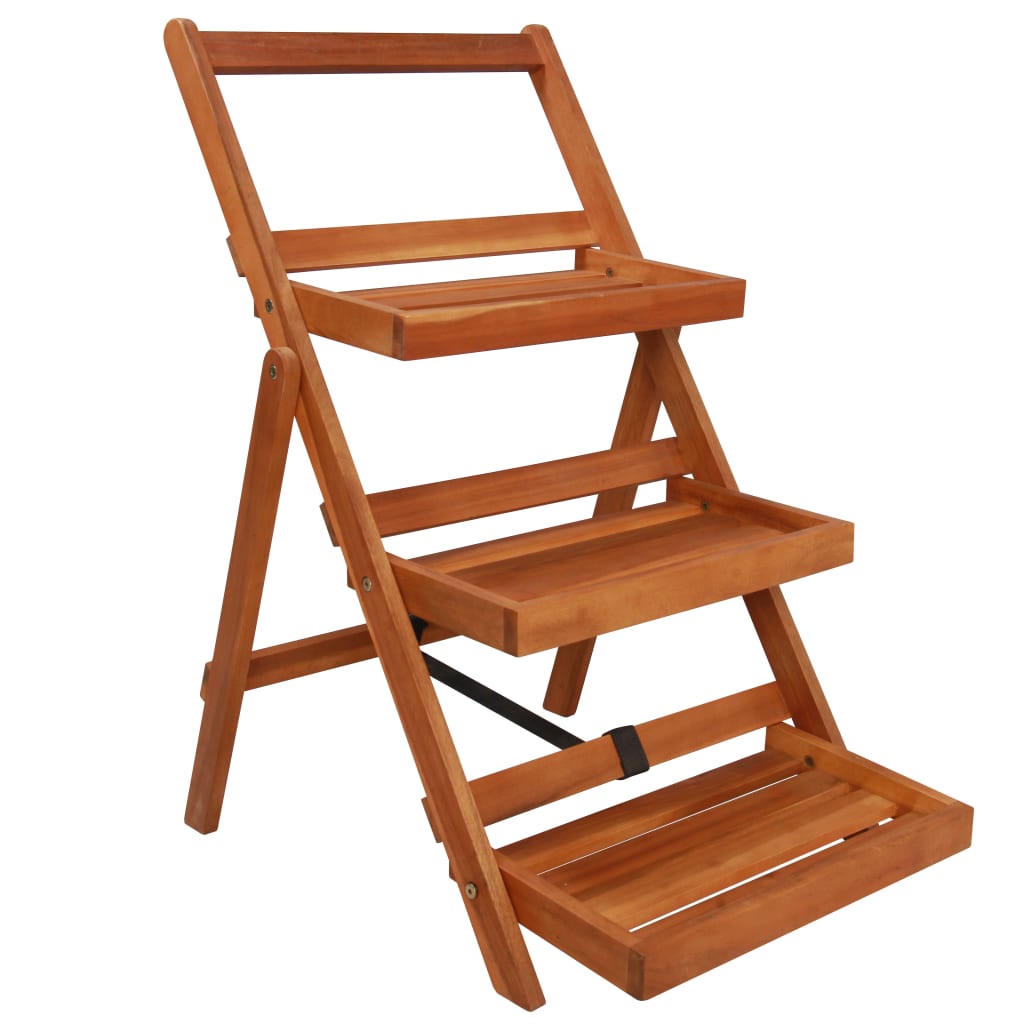 NNEVL 3-Tier Plant Stand 50x63x80 cm Solid Acacia Wood