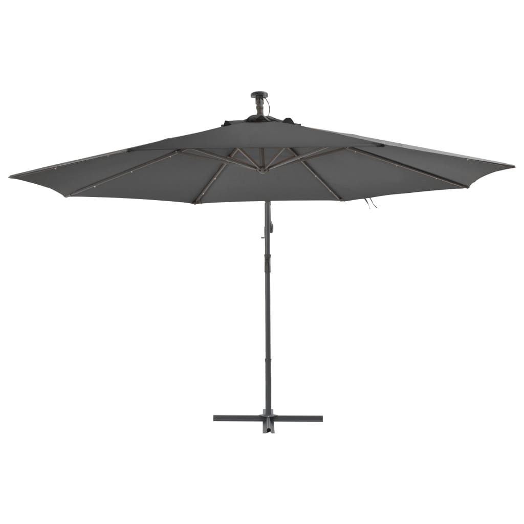 NNEVL Cantilever Umbrella with LED Lights and Metal Pole 350 cm Anthracite