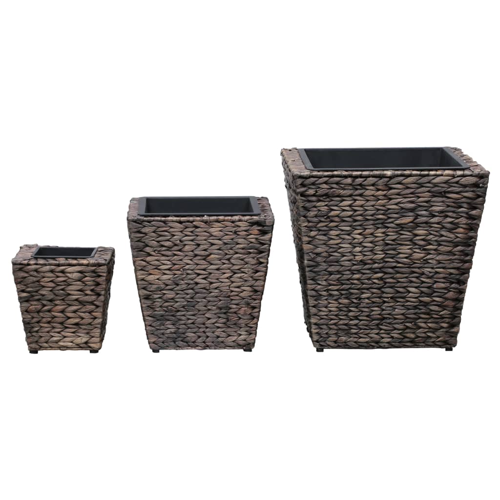 NNEVL Garden Raised Beds 3 pcs Water Hyacinth Brown
