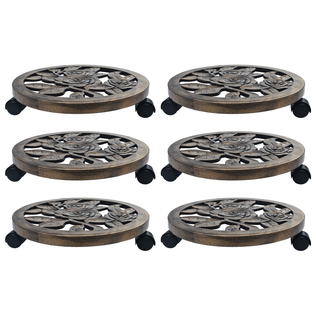 NNEVL Plant Trolleys 6 pcs Bronze 38 cm Plastic