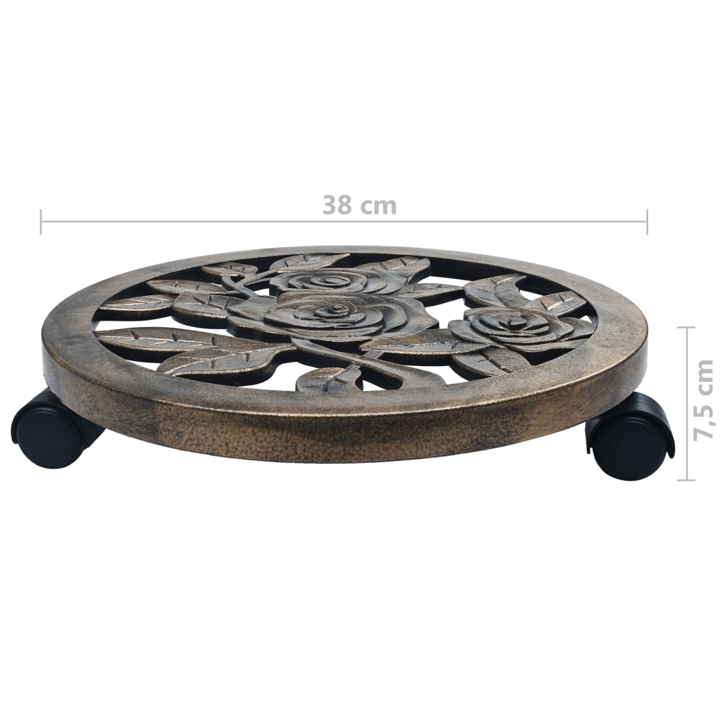 NNEVL Plant Trolleys 6 pcs Bronze 38 cm Plastic