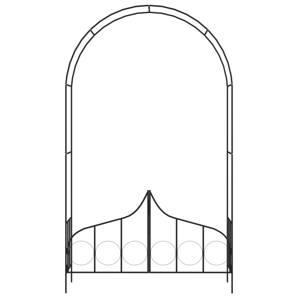 NNEVL Garden Arch with Gate Black 138x40x238 cm Iron