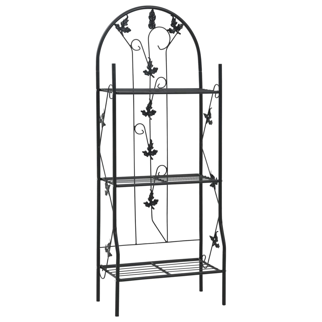 NNEVL 3-Layer Plant Rack Black 52x28x128 cm Iron