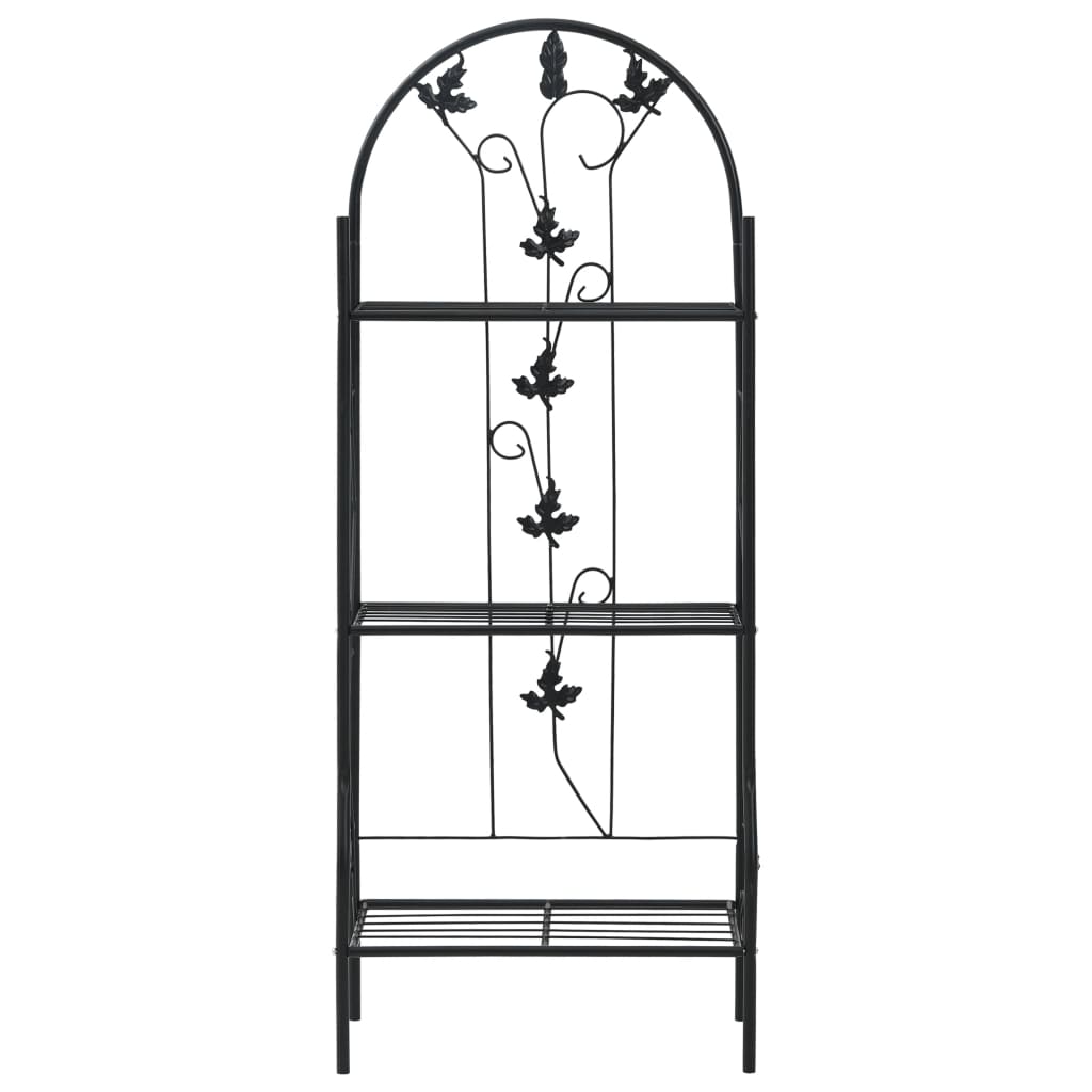 NNEVL 3-Layer Plant Rack Black 52x28x128 cm Iron