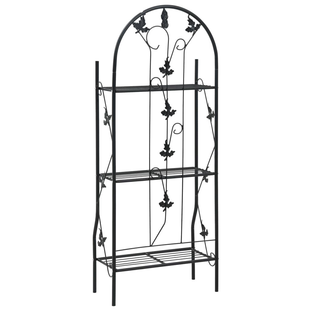 NNEVL 3-Layer Plant Rack Black 52x28x128 cm Iron