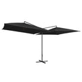 NNEVL Double Parasol with Steel Pole 250x250 cm Black