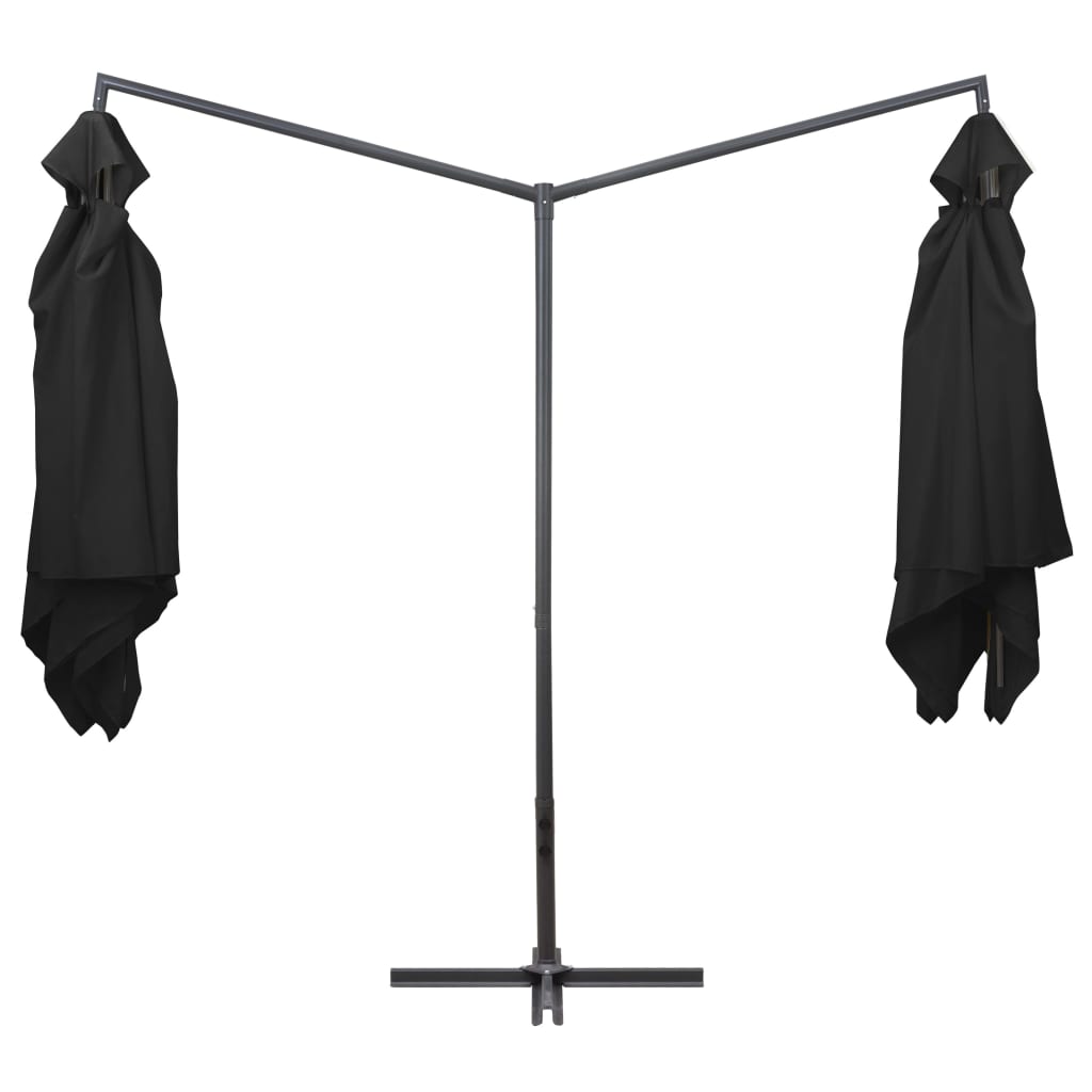 NNEVL Double Parasol with Steel Pole 250x250 cm Black