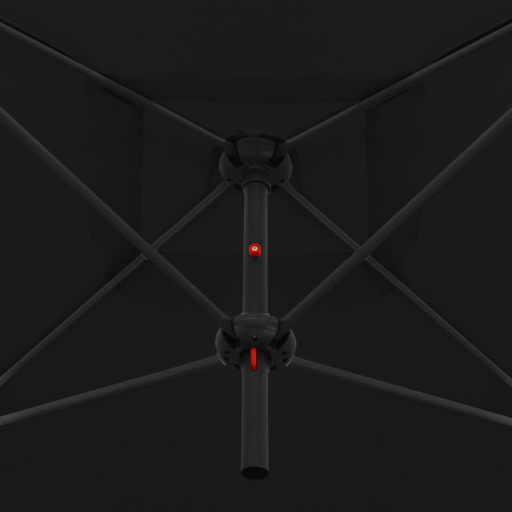 NNEVL Double Parasol with Steel Pole 250x250 cm Black