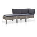 NNEVL 3 Piece Garden Lounge Set with Cushions Poly Rattan Grey