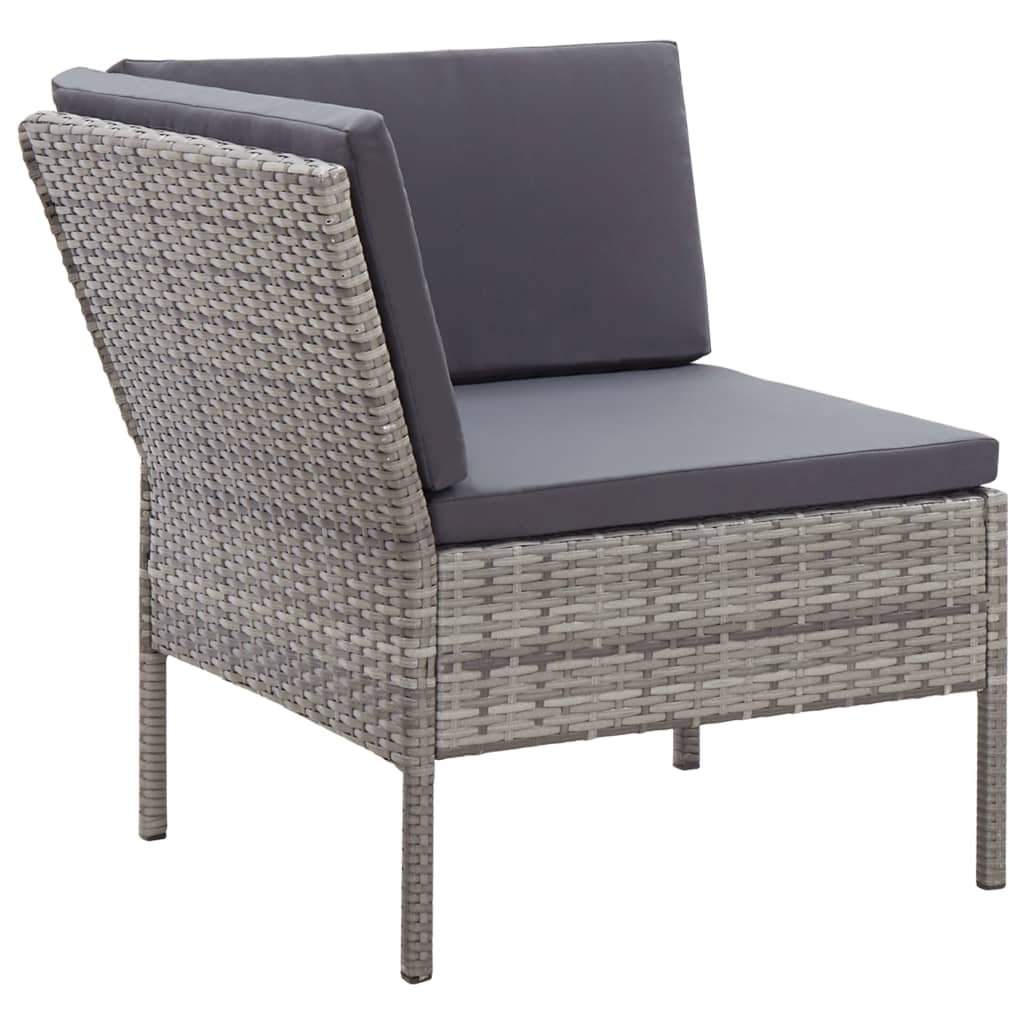 NNEVL 3 Piece Garden Lounge Set with Cushions Poly Rattan Grey