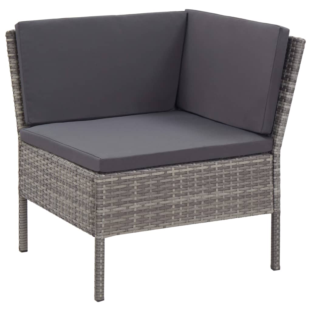 NNEVL 3 Piece Garden Lounge Set with Cushions Poly Rattan Grey