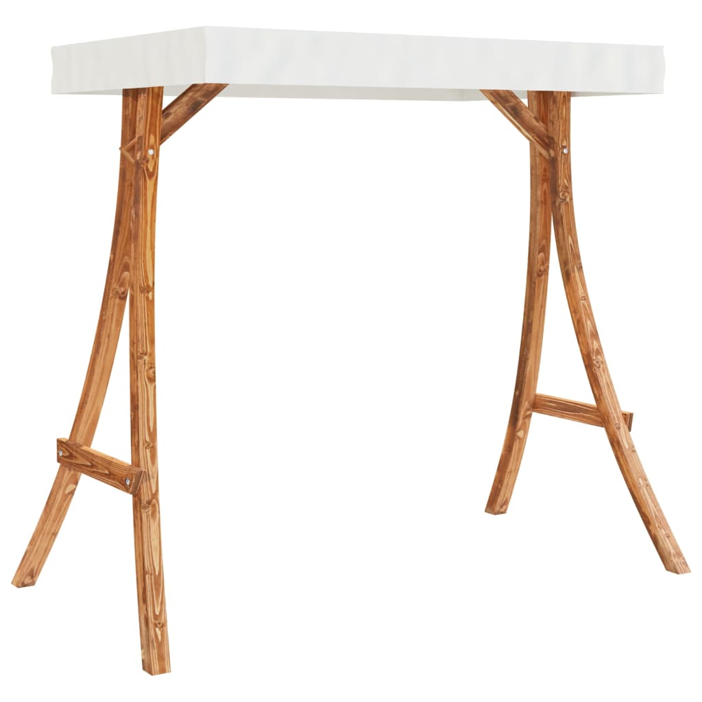 NNEVL Swing Frame with Cream Roof Solid Bent Wood with Teak Finish