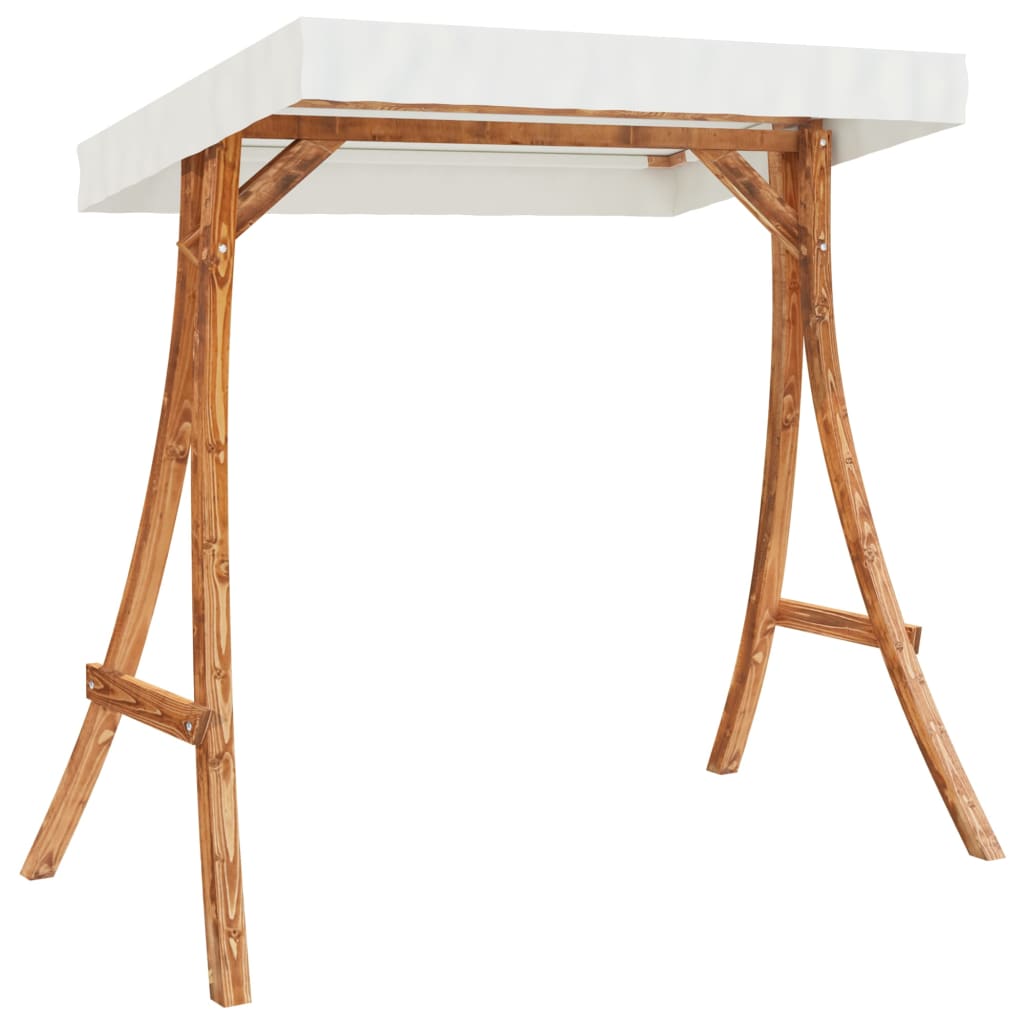 NNEVL Swing Frame with Cream Roof Solid Bent Wood with Teak Finish