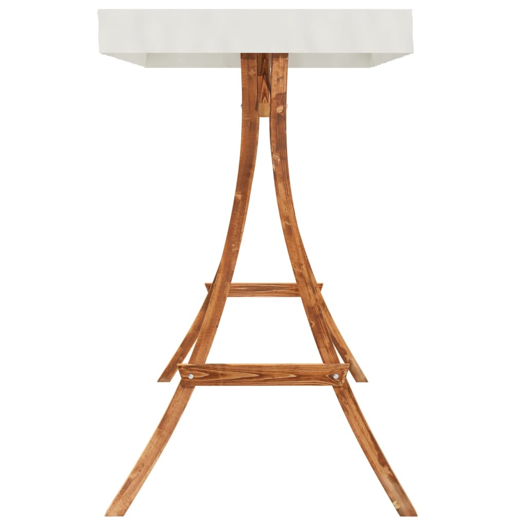 NNEVL Swing Frame with Cream Roof Solid Bent Wood with Teak Finish