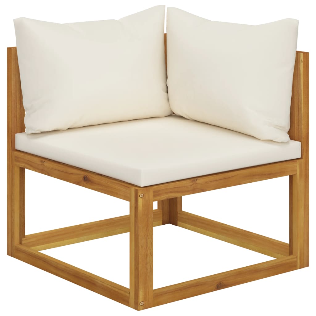 NNEVL 12 Piece Garden Lounge Set with Cushion Cream Solid Acacia Wood