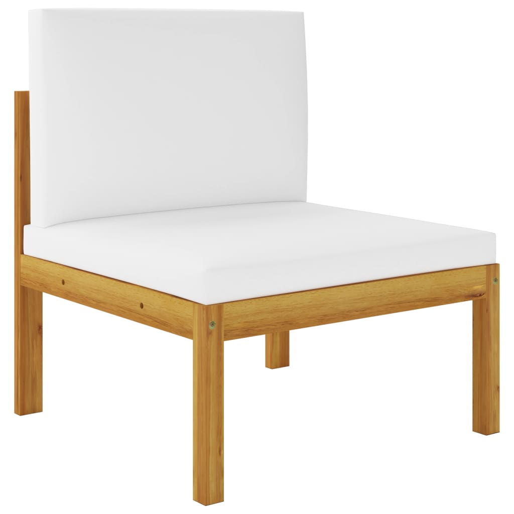 NNEVL 5 Piece Garden Lounge Set with Cushions Cream Solid Acacia Wood