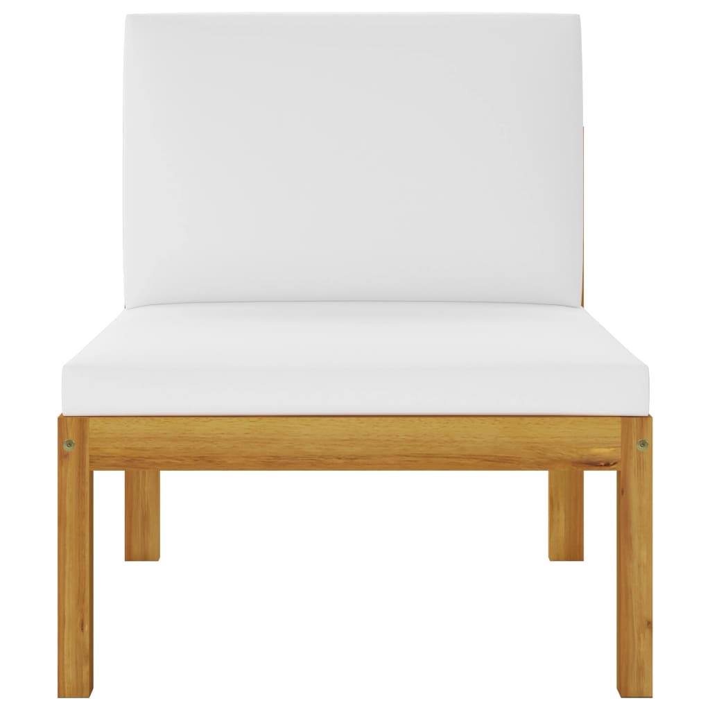 NNEVL 5 Piece Garden Lounge Set with Cushions Cream Solid Acacia Wood