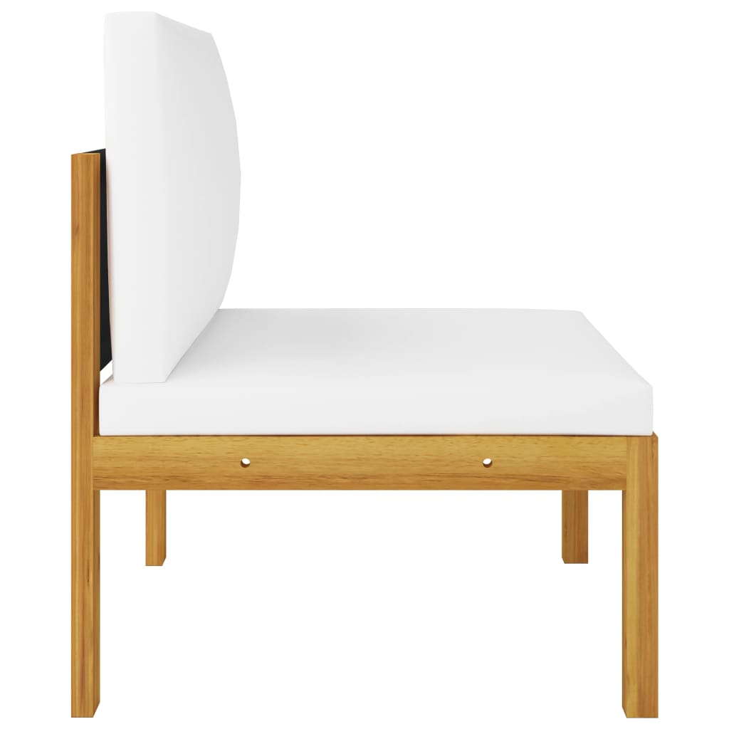 NNEVL 5 Piece Garden Lounge Set with Cushions Cream Solid Acacia Wood