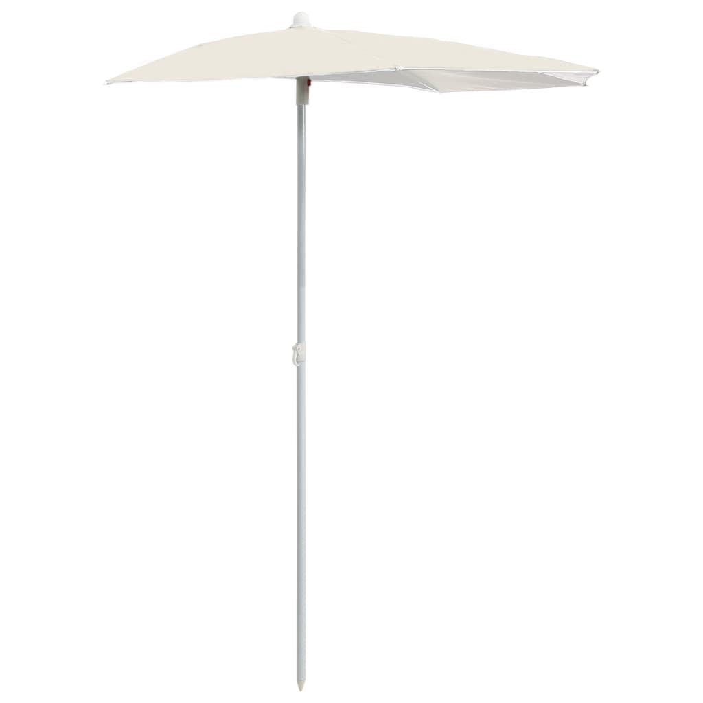 NNEVL Garden Half Parasol with Pole 180x90 cm Sand