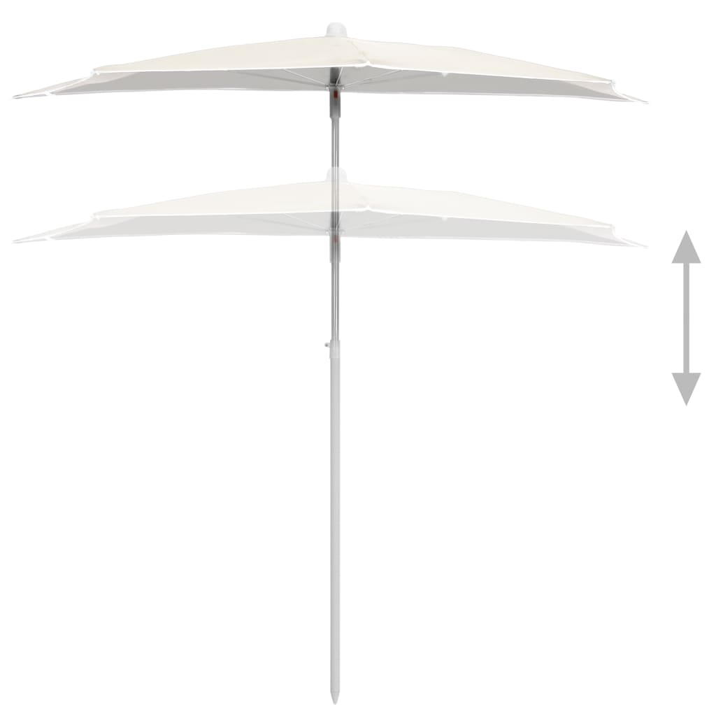 NNEVL Garden Half Parasol with Pole 180x90 cm Sand