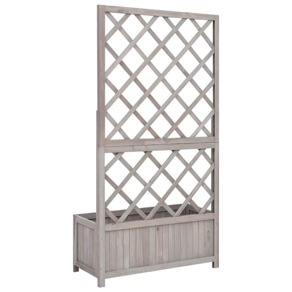 NNEVL Garden Trellis Planter Grey 70x30x135 cm Solid Firwood