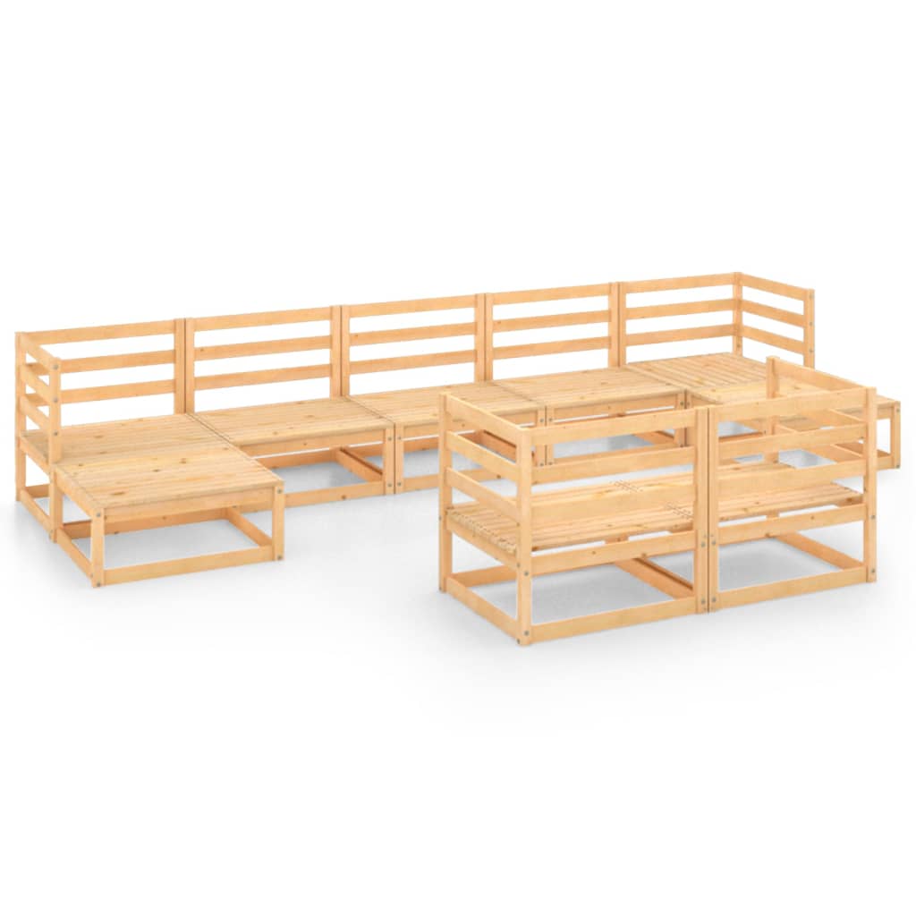 NNEVL 9 Piece Garden Lounge Set Solid Pinewood