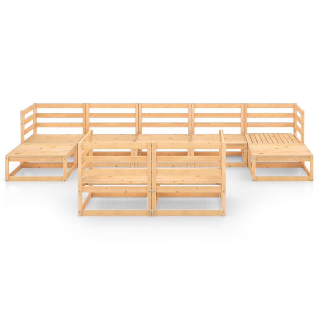 NNEVL 9 Piece Garden Lounge Set Solid Pinewood