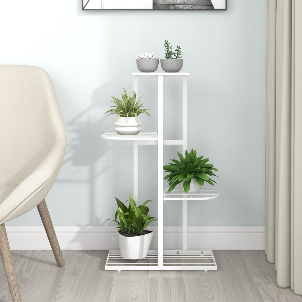 NNEVL 4-Floor Flower Stand 43x22x76 cm White Metal