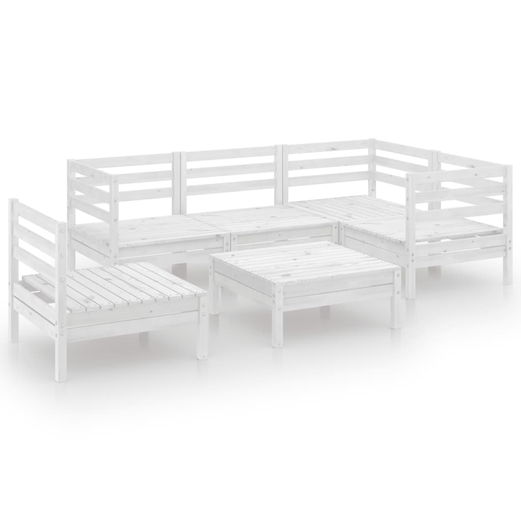 NNEVL 6 Piece Garden Lounge Set Solid Pinewood White
