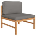 NNEVL 6 Piece Garden Lounge Set with Grey Cushions Solid Teak Wood