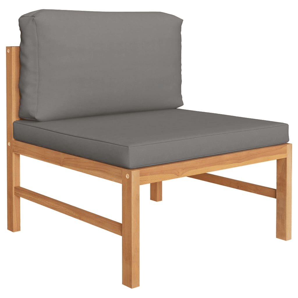 NNEVL 6 Piece Garden Lounge Set with Grey Cushions Solid Teak Wood
