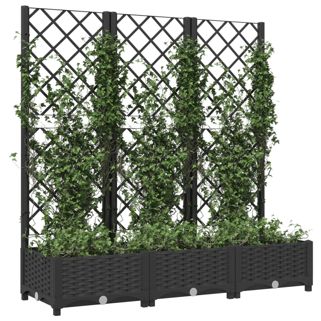 NNEVL Garden Planter with Trellis Black 120x40x121.5 cm PP