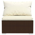 NNEVL 8 Piece Garden Lounge Set with Cushions Poly Rattan Brown