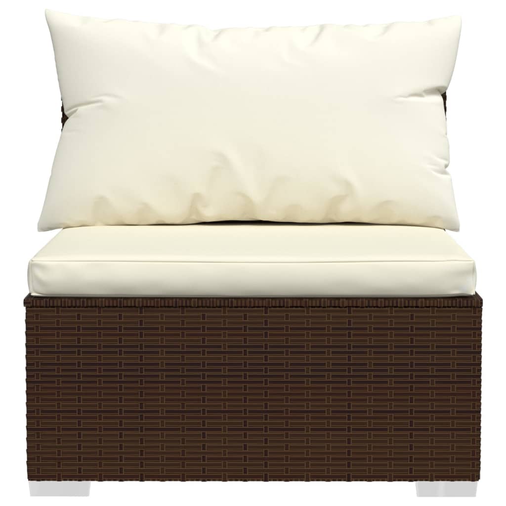 NNEVL 8 Piece Garden Lounge Set with Cushions Poly Rattan Brown