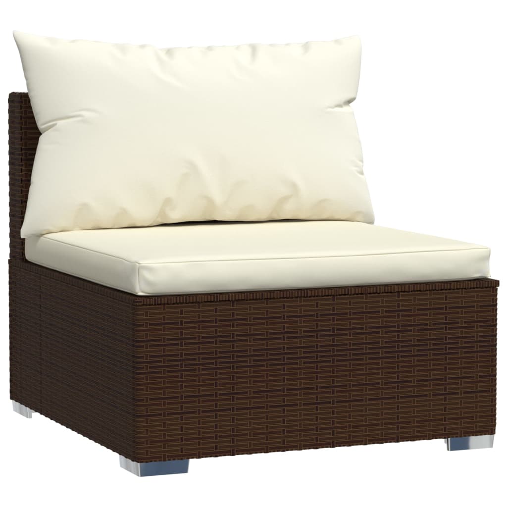 NNEVL 12 Piece Garden Lounge Set with Cushions Brown Poly Rattan
