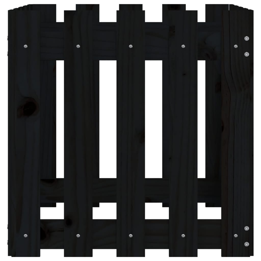 NNEVL Garden Planter with Fence Design Black 50x50x50 cm Solid Wood Pine