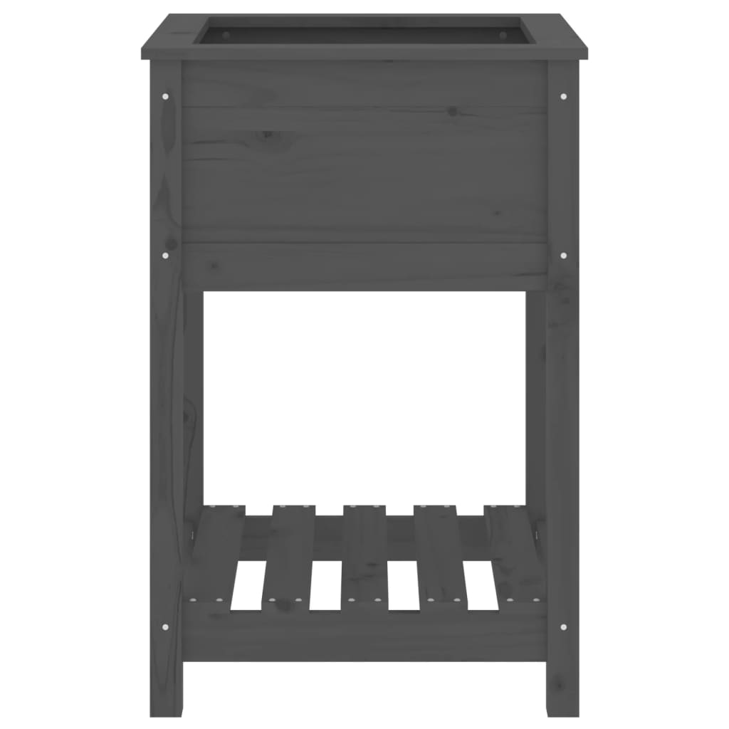 NNEVL Planter with Shelf Grey 54x54x81 cm Solid Wood Pine