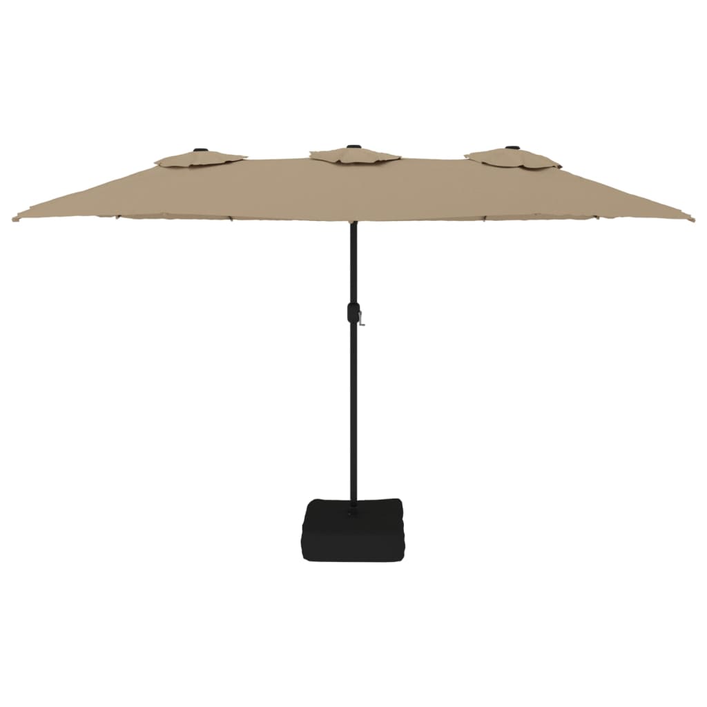 NNEVL Double-Head Parasol with LEDs Taupe 449x245 cm