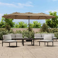 NNEVL Double-Head Parasol with LEDs Taupe 449x245 cm