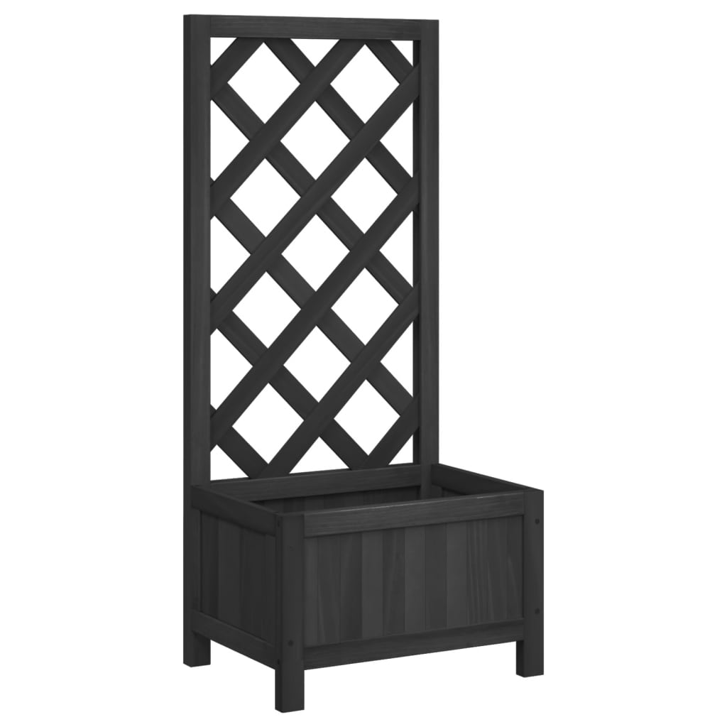 NNEVL Planter with Trellis Black Solid Wood Fir