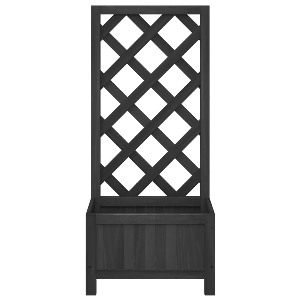 NNEVL Planter with Trellis Black Solid Wood Fir