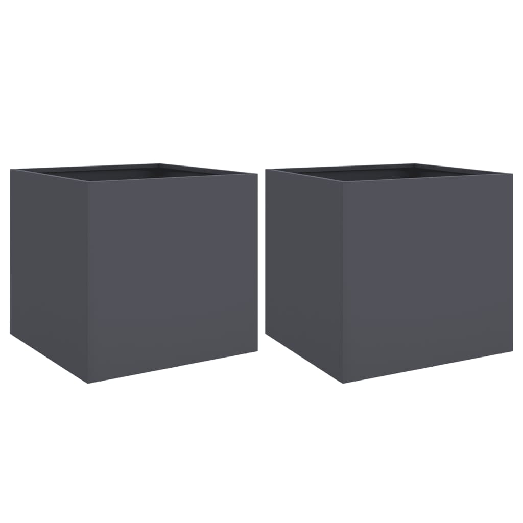 NNEVL Planters 2 pcs Anthracite 49x47x46 cm Steel